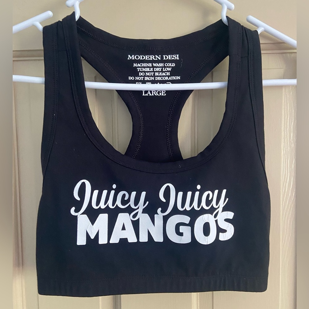 Modern Desi Juicy Juicy Mangos 🥭 Sports Bra (bend it like Beckham reference 🎥)